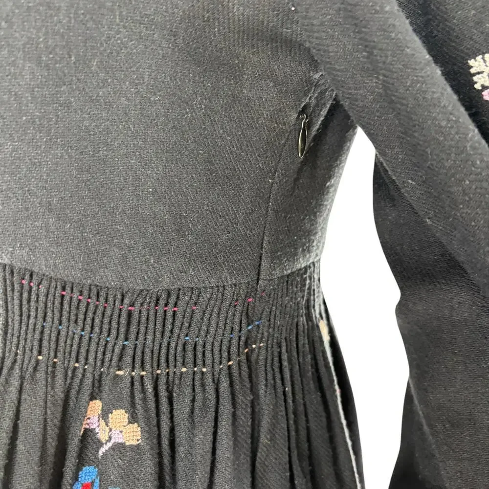 Ulla Johnson Black Maja Embroidered Peplum Peasant Blouse
